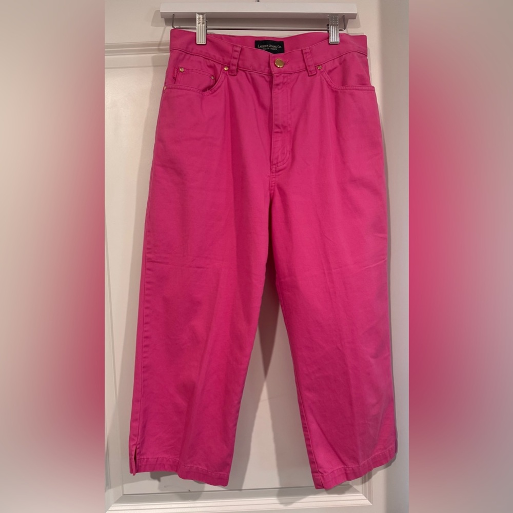 Lauren Jeans Co Vibrant Pink Pants Size 8 Cropped Barbiecore Coastal Grandmother